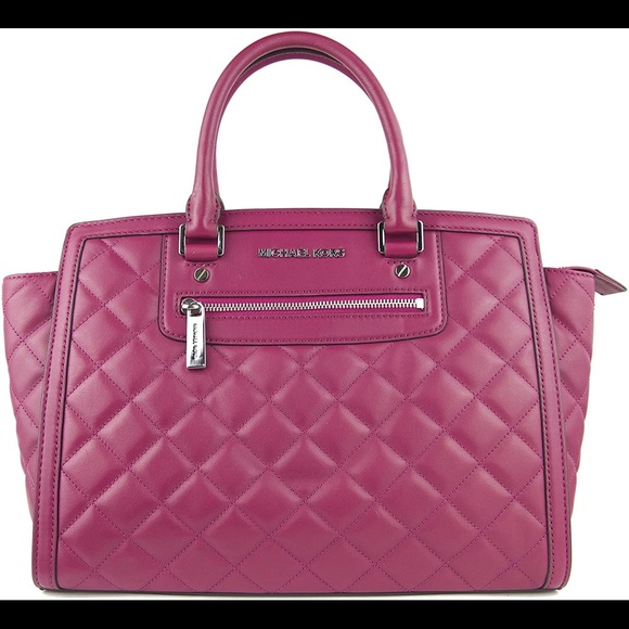 Michael Kors Handbags - MICHAEL KORS Selma Zip Quilt Satchel Deep Pink